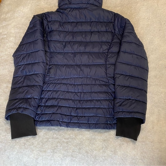 DKNY Womens Puffer Coat Size M Blue Thumb Holes Full Zip Hooded - Picture 3 of 14